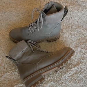 Gray combat boots